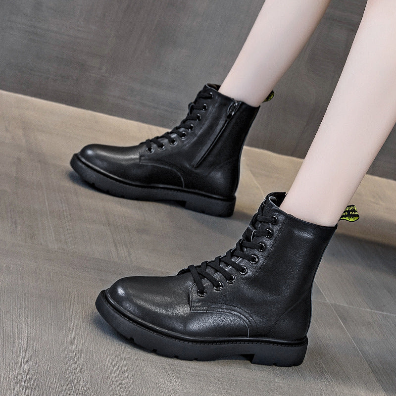 Autumn and winter new women's shoes leather short boots female flat bottomed hundred Martin boots large size female boots