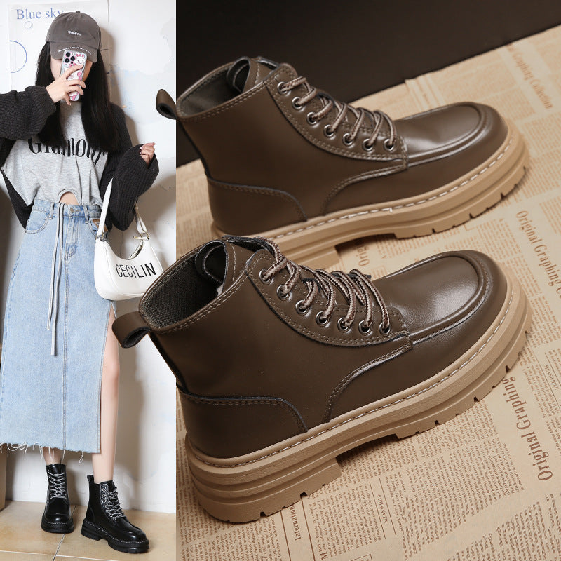 Autumn new Martin boots thick bottom high top casual shoes female biker boots retro work boots